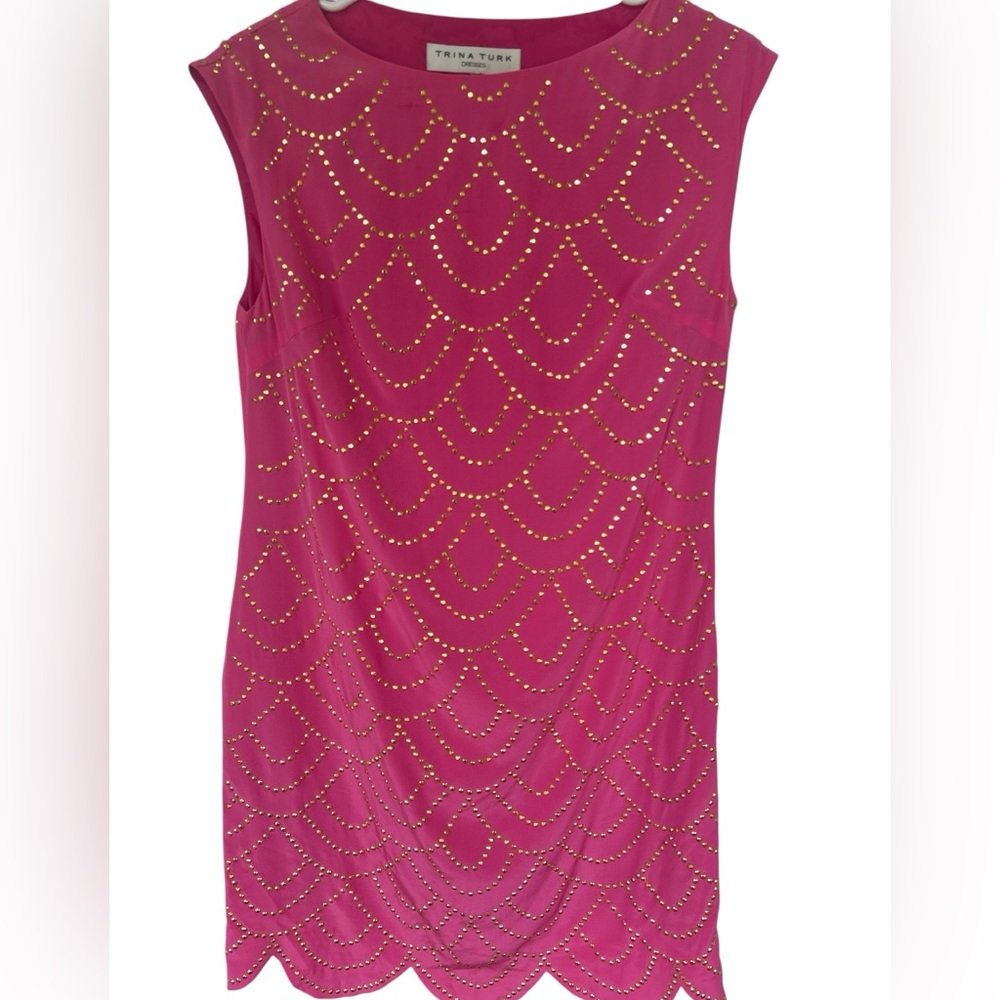 Trina Turk Hot Pink Sleeveless Studded Shift Tunic